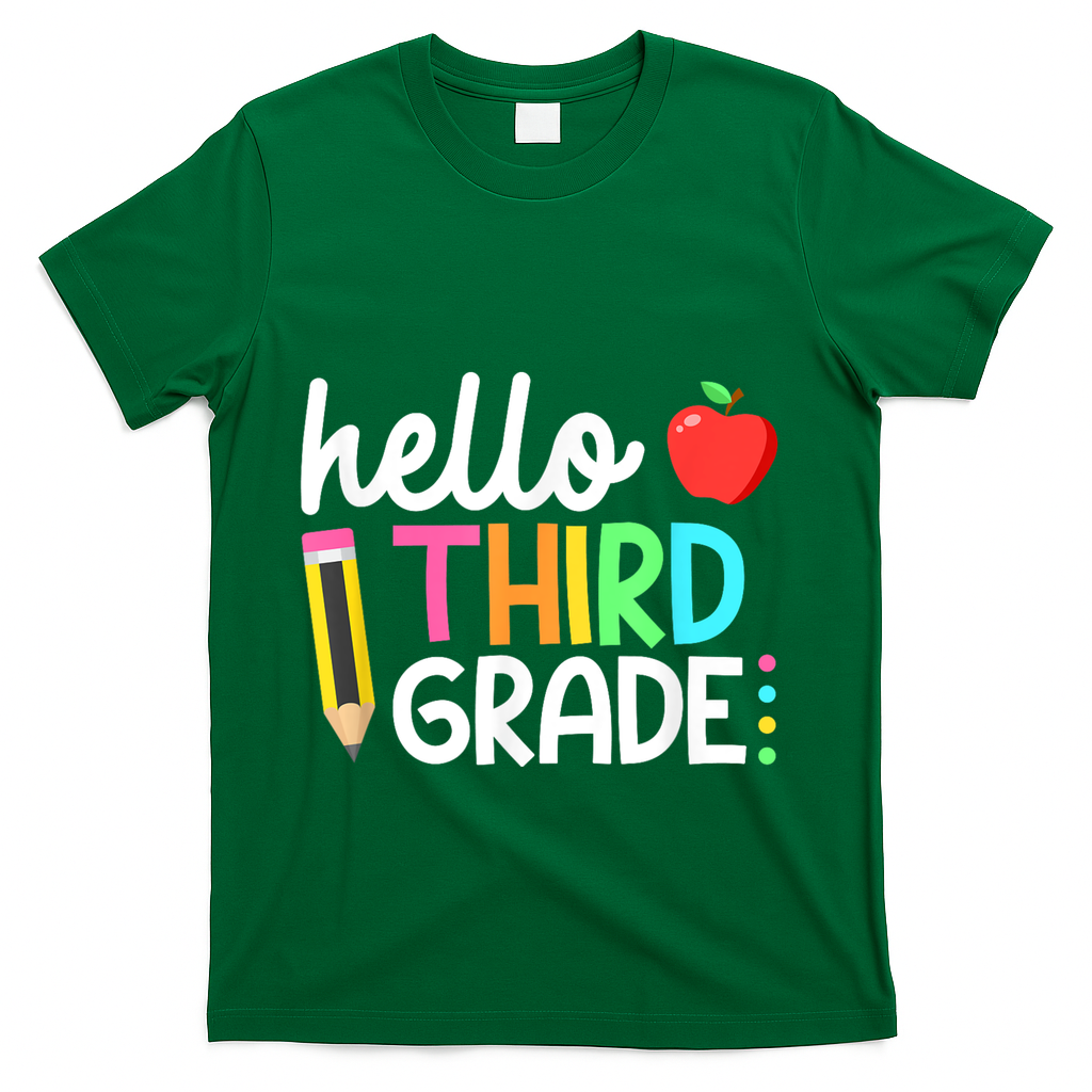 Hello Third Grade Team 3rd Grade Back To School Teacher T-Shirt - Green