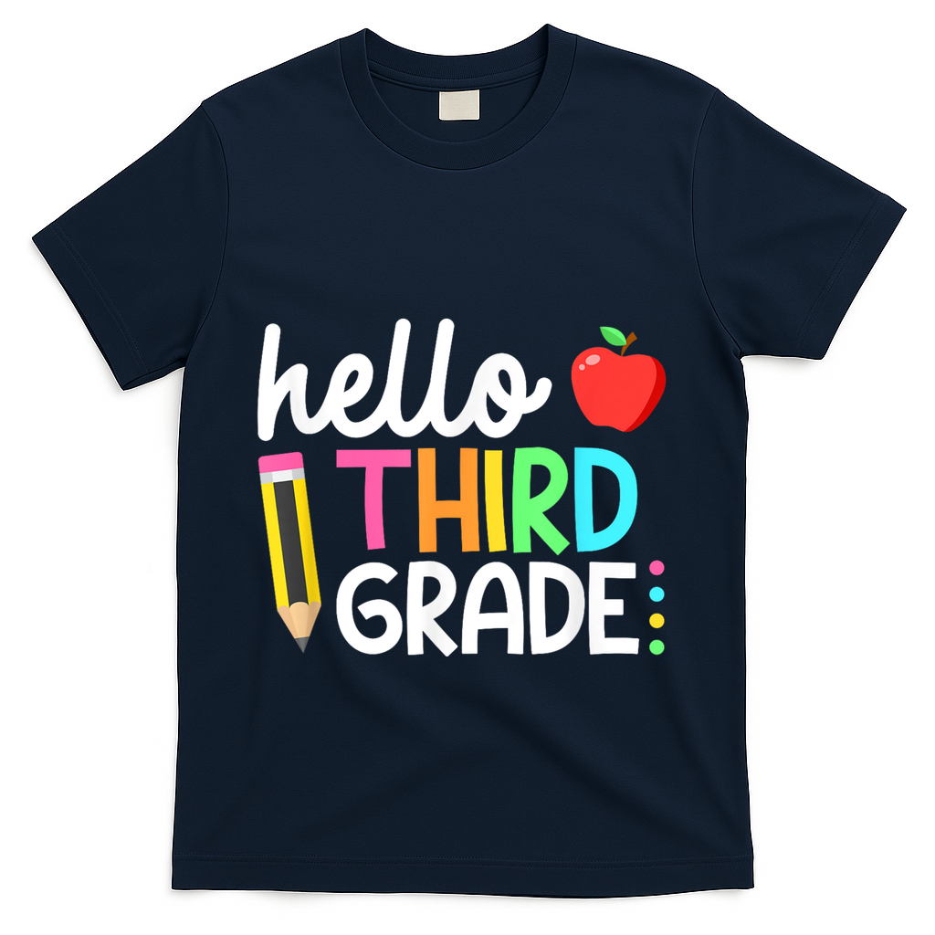 Hello Third Grade Team 3rd Grade Back To School Teacher T-Shirt - Navy