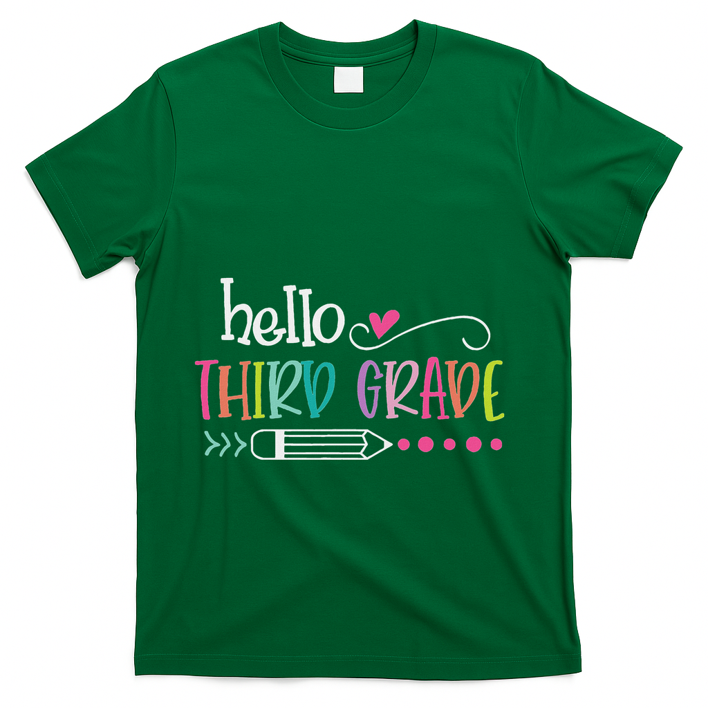 Hello Third Grade Fun 3rd Grade To School Gifts T-Shirt - Green