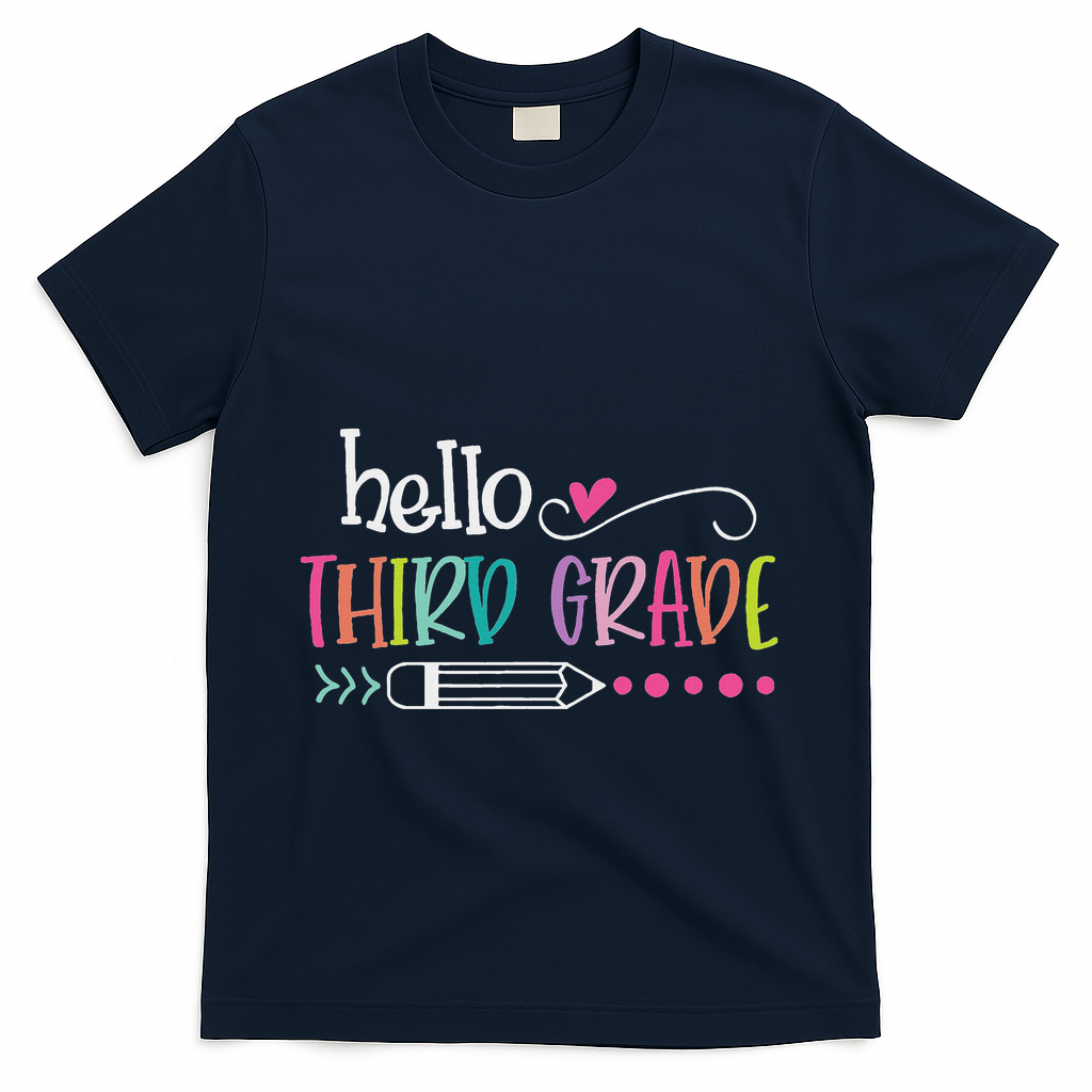 Hello Third Grade Fun 3rd Grade To School Gifts T-Shirt - Navy