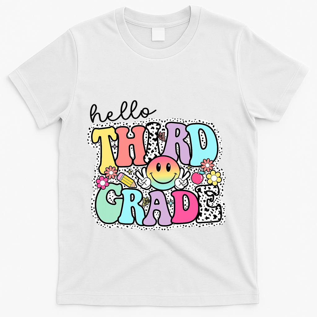 Hello Third Grade Team 3rd Grade Girl Teacher Back To School T-Shirt - White