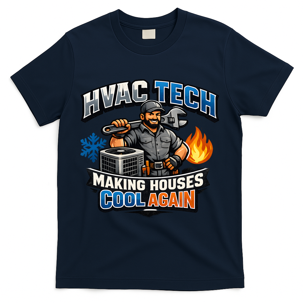 HVAC Tech Making Houses Cool Again  T-Shirt - Navy