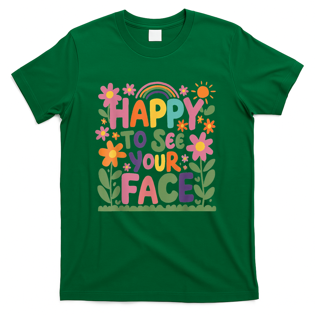 Happy To See Your Face Teacher Flower Back To School T-Shirt - Green