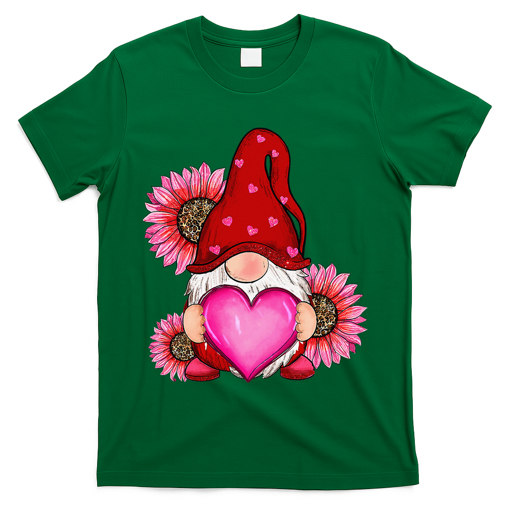 Happy Valentine's Day Gnome with Leopard Sunflower Valentine T-Shirt