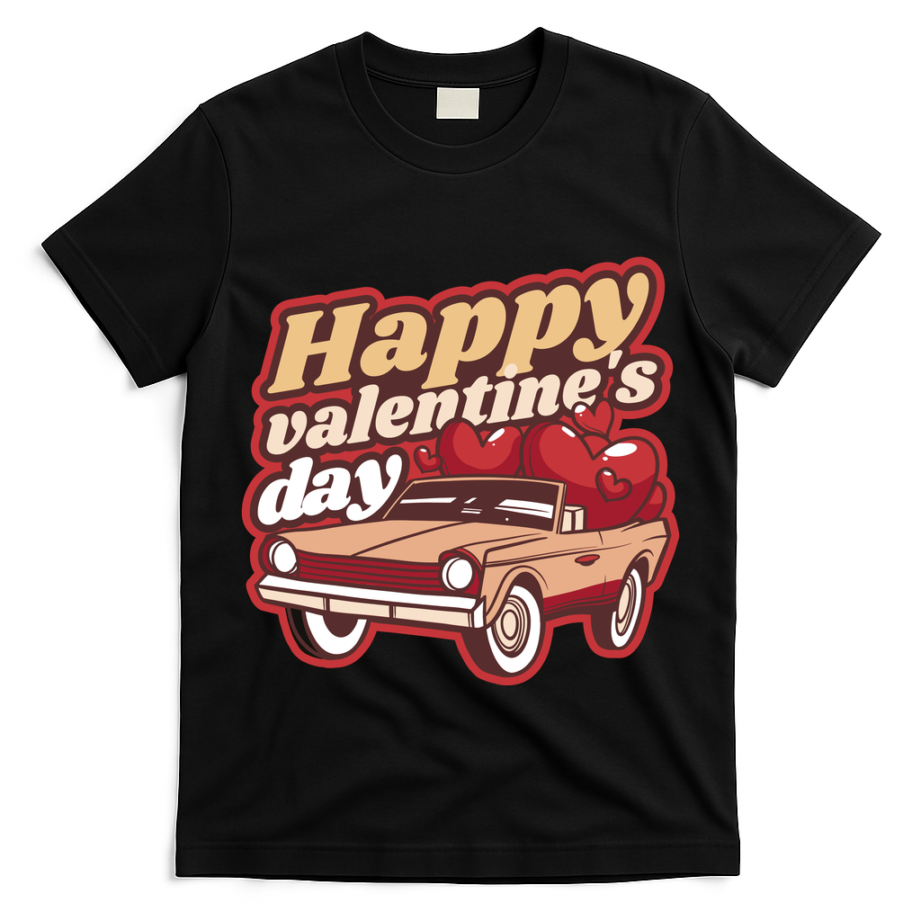 Happy Valentine's Day Vintage Car T-Shirt