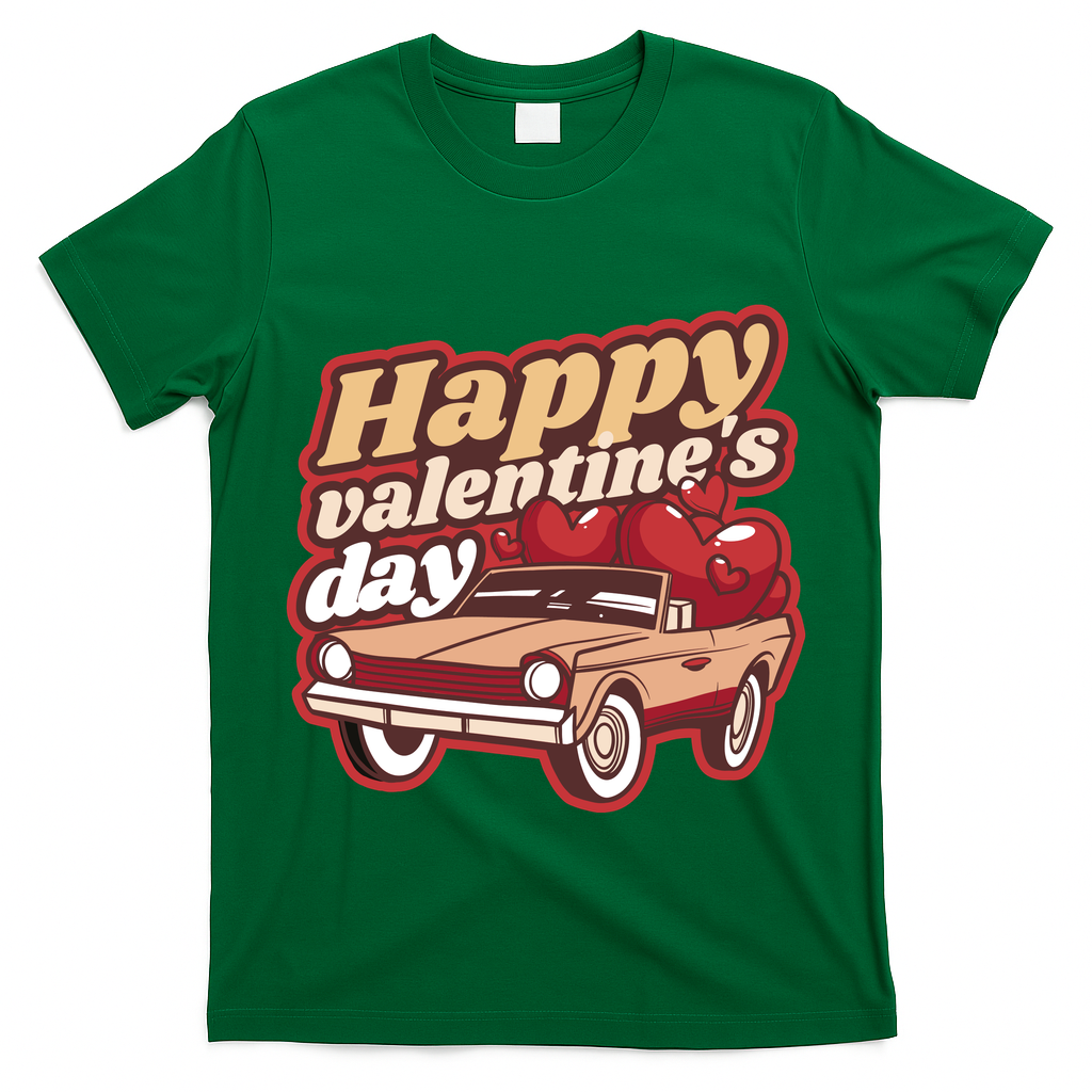 Happy Valentine's Day Vintage Car T-Shirt