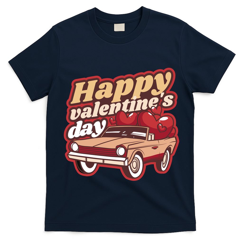 Happy Valentine's Day Vintage Car T-Shirt