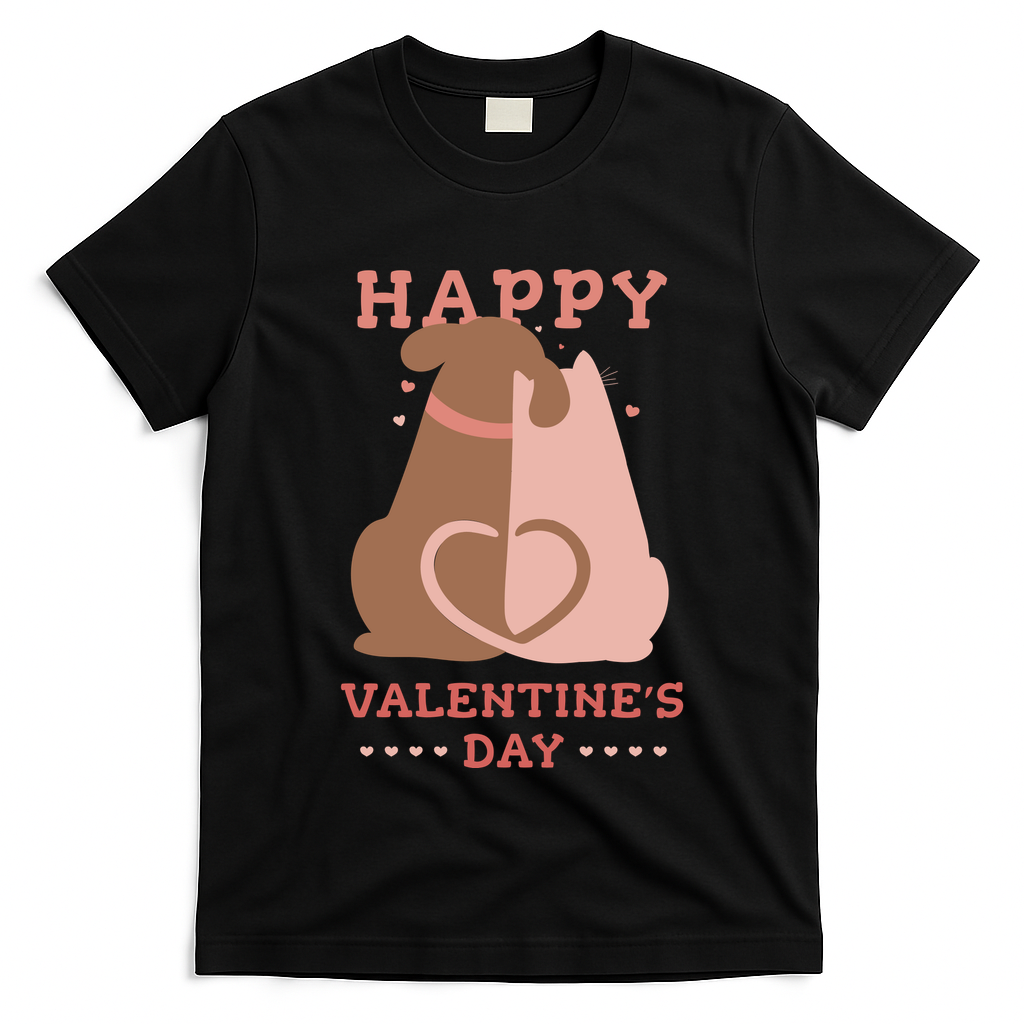 Happy Valentines Day Dog Tail Heart T-Shirt