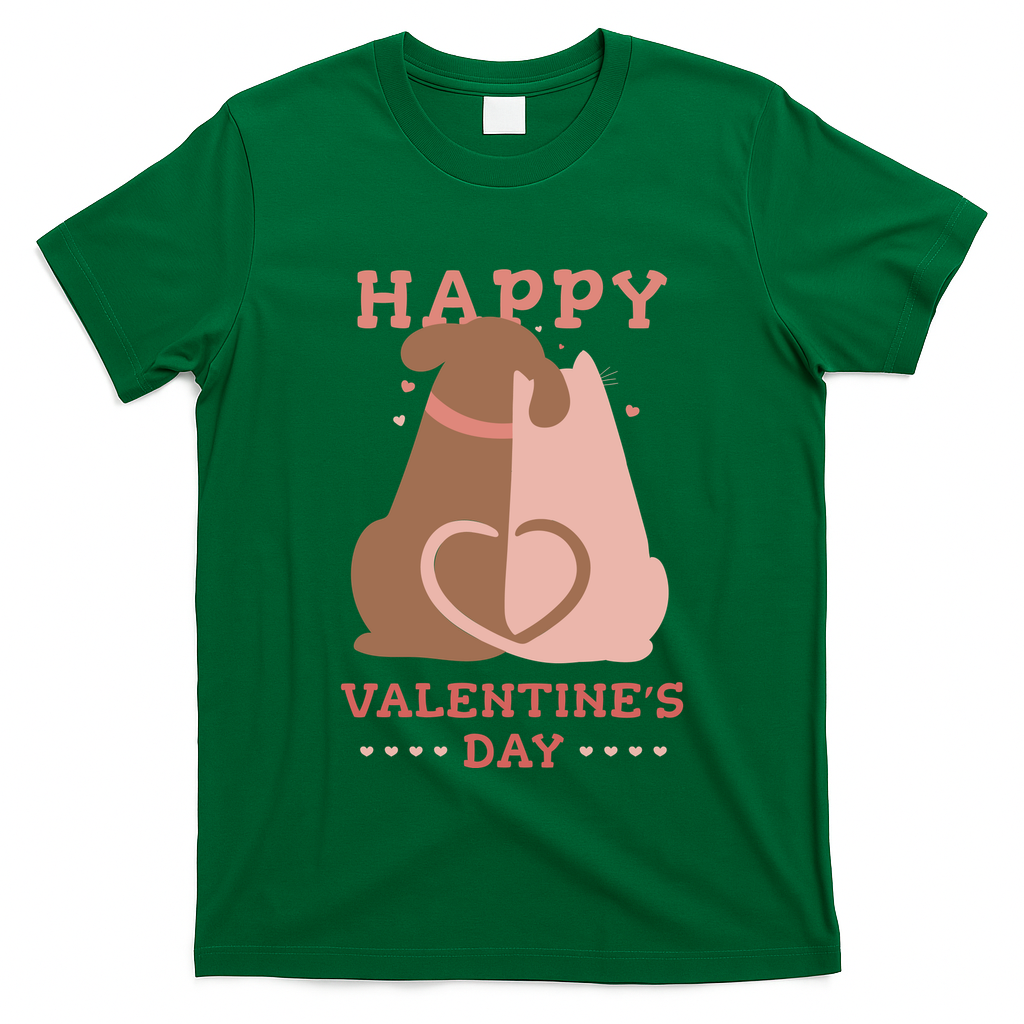 Happy Valentines Day Dog Tail Heart T-Shirt