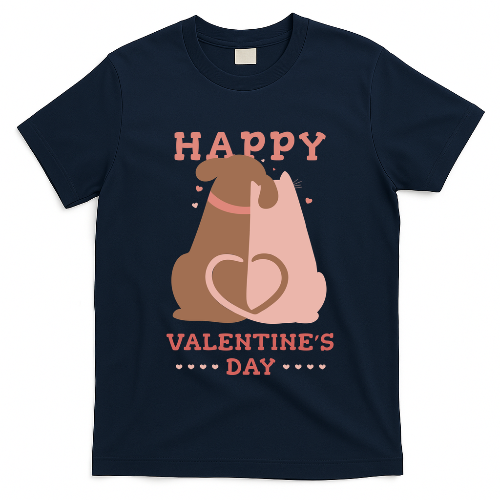 Happy Valentines Day Dog Tail Heart T-Shirt