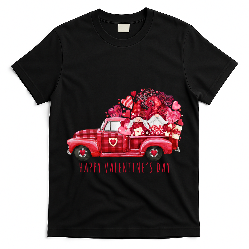 Happy Valentines Day Gnome Vintage Truck T-Shirt