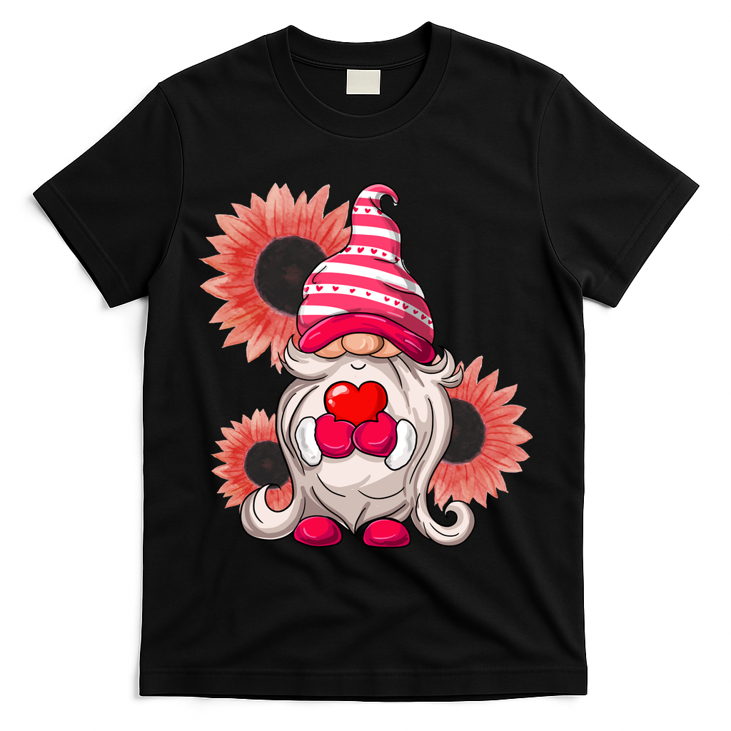 Happy Valentine's Day Gnome Sunflower T-Shirt
