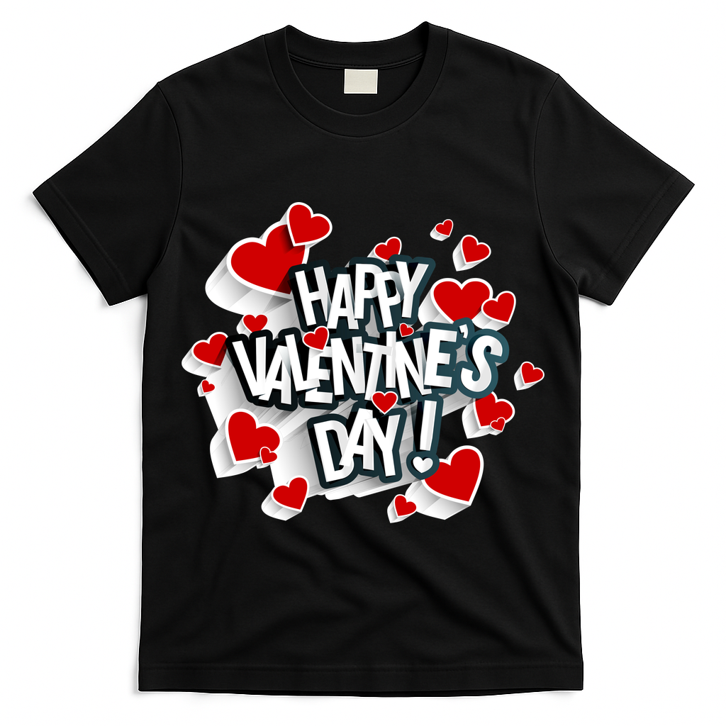 Happy Valentine's Day Love Hearts Logo T-Shirt