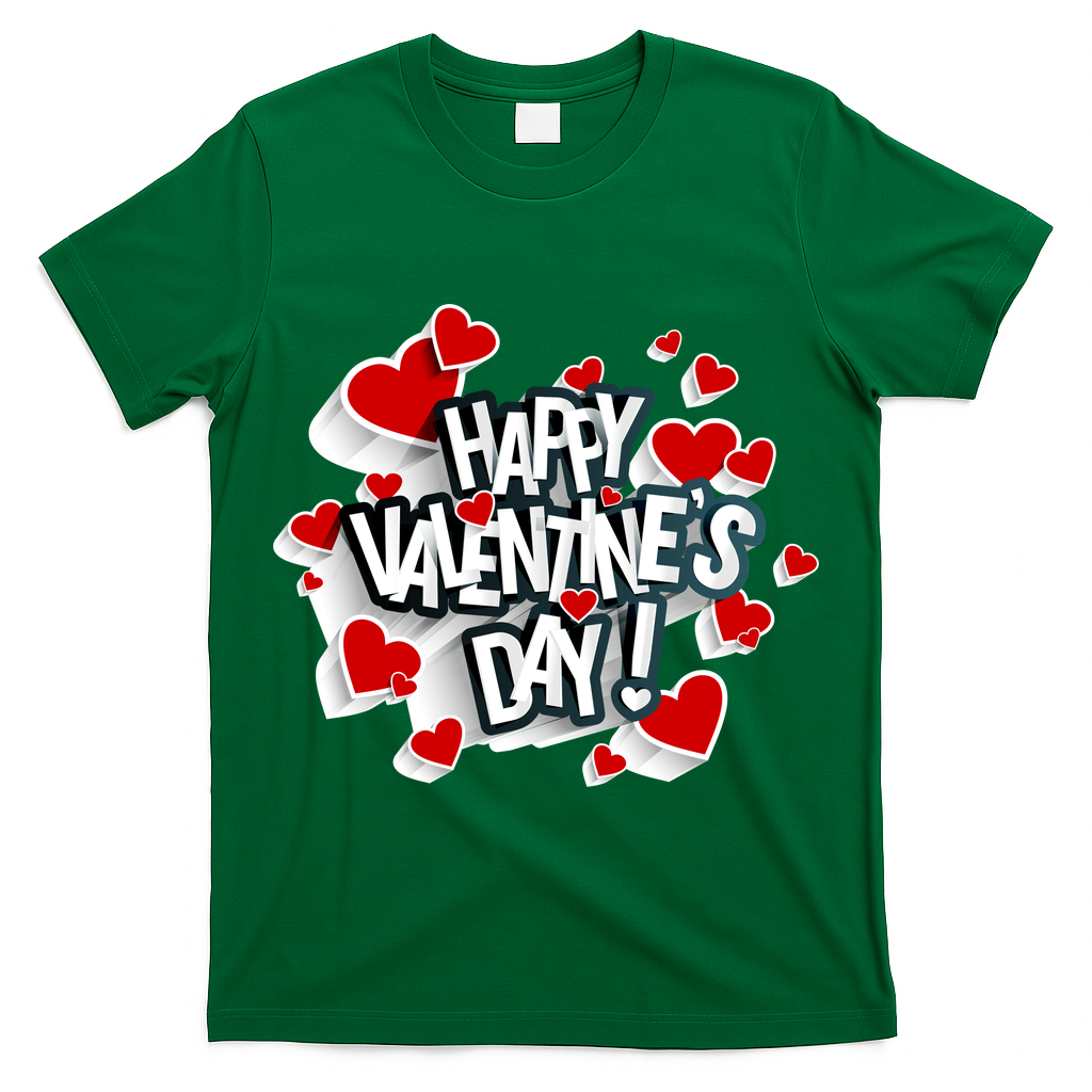 Happy Valentine's Day Love Hearts Logo T-Shirt