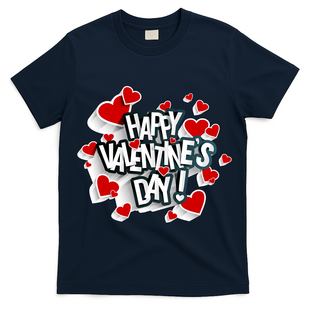 Happy Valentine's Day Love Hearts Logo T-Shirt