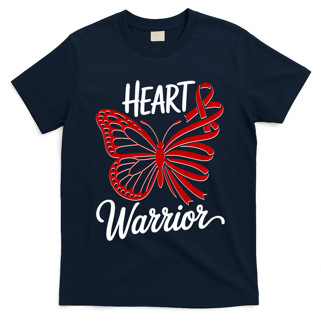 Heart Warrior Red Ribbon Butterfly Heart Health Awareness T-Shirt