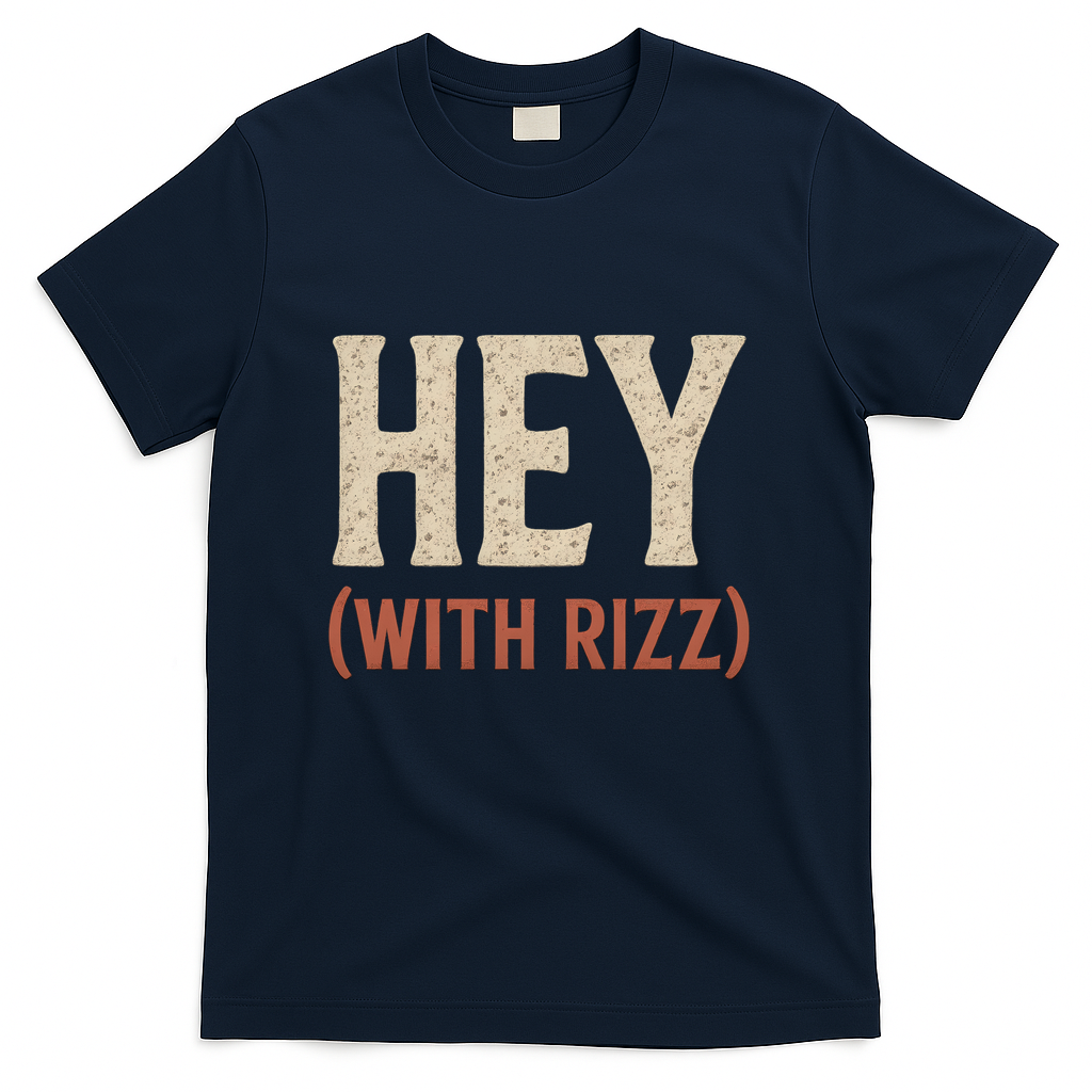Hey (With Rizz) T-Shirt - Navy