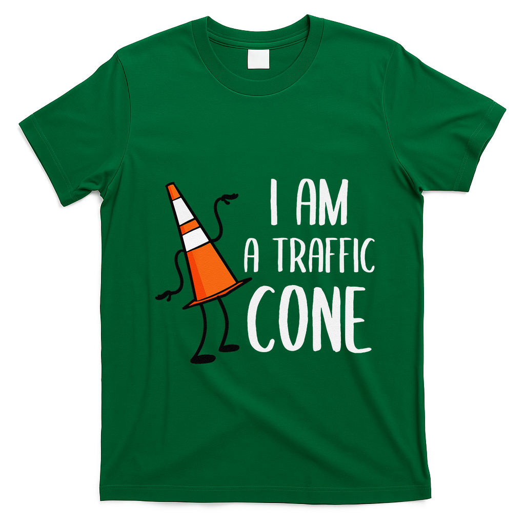 I Am A Traffic Cone Orange Lazy Easy Costumes Halloween T-Shirt - Irish Green