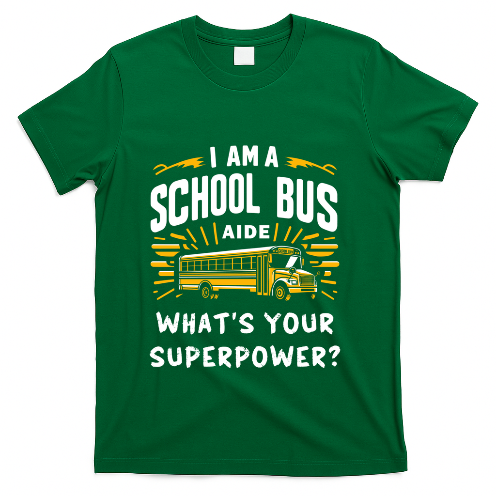 I Am A School Bus Aide Funny Back To School Bus Driver Gift T-Shirt - Green