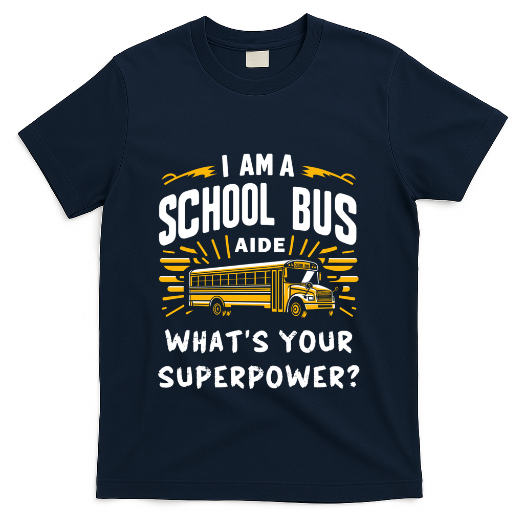 I Am A School Bus Aide Funny Back To School Bus Driver Gift T-Shirt - Navy