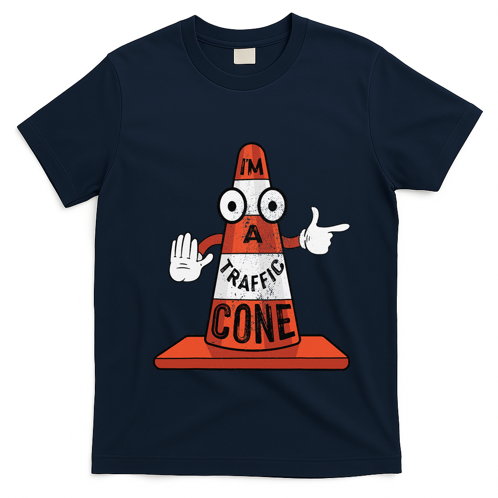 Im A Traffic Cone Halloween Last Minute Costume Funny T-Shirt - Navy Blue