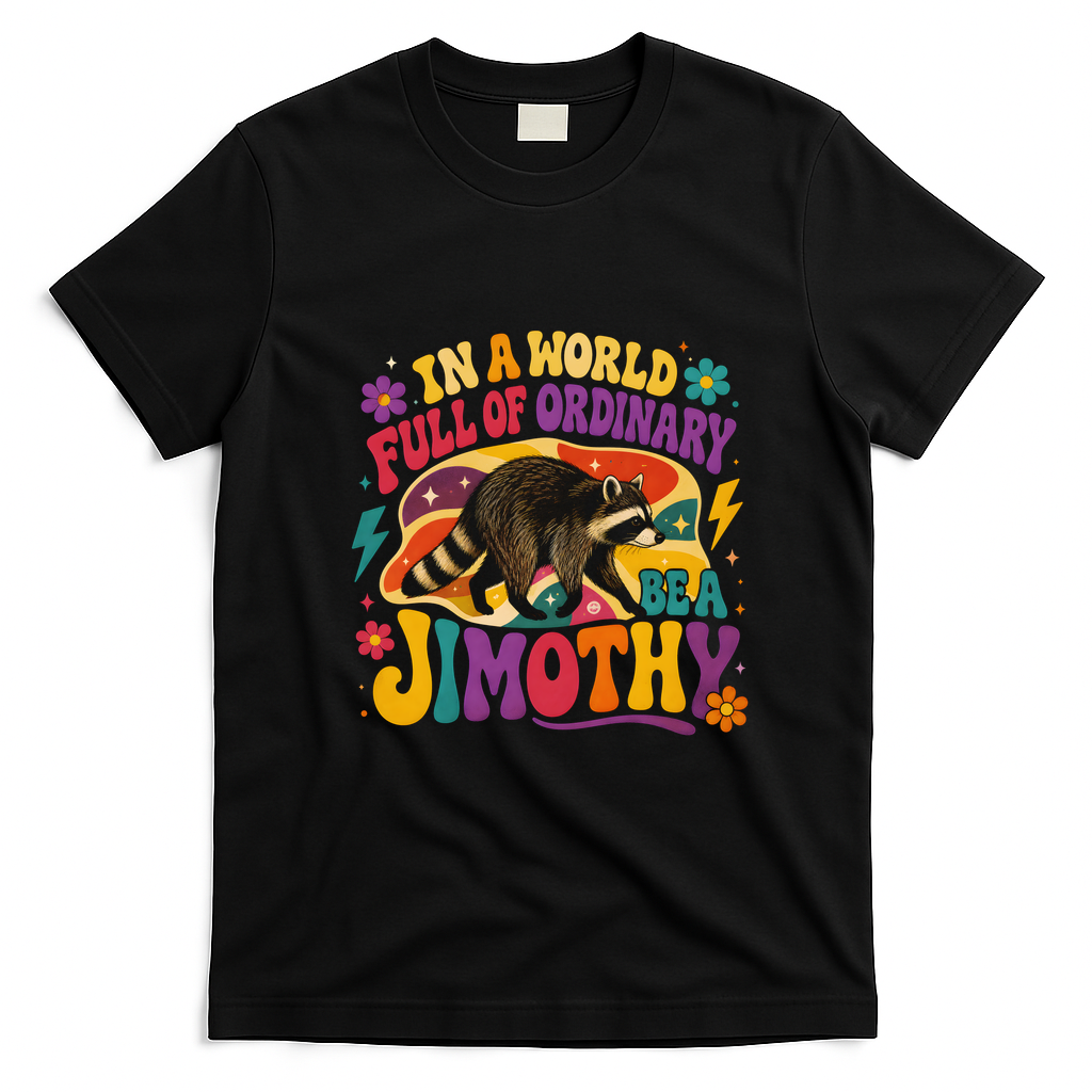 In A World Full Of Ordinary Bea Jimothy Raccoon T-Shirt - Black