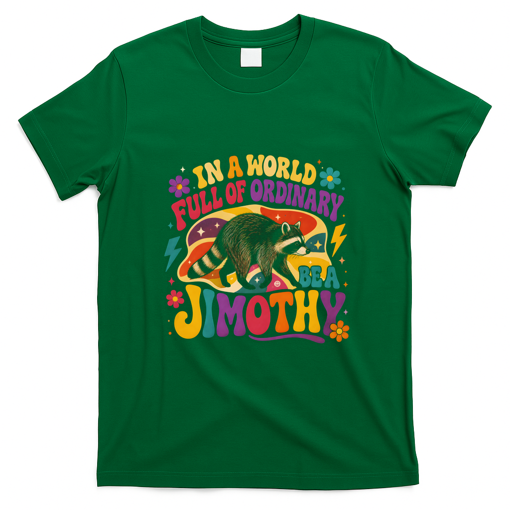 In A World Full Of Ordinary Bea Jimothy Raccoon T-Shirt - Irish Green
