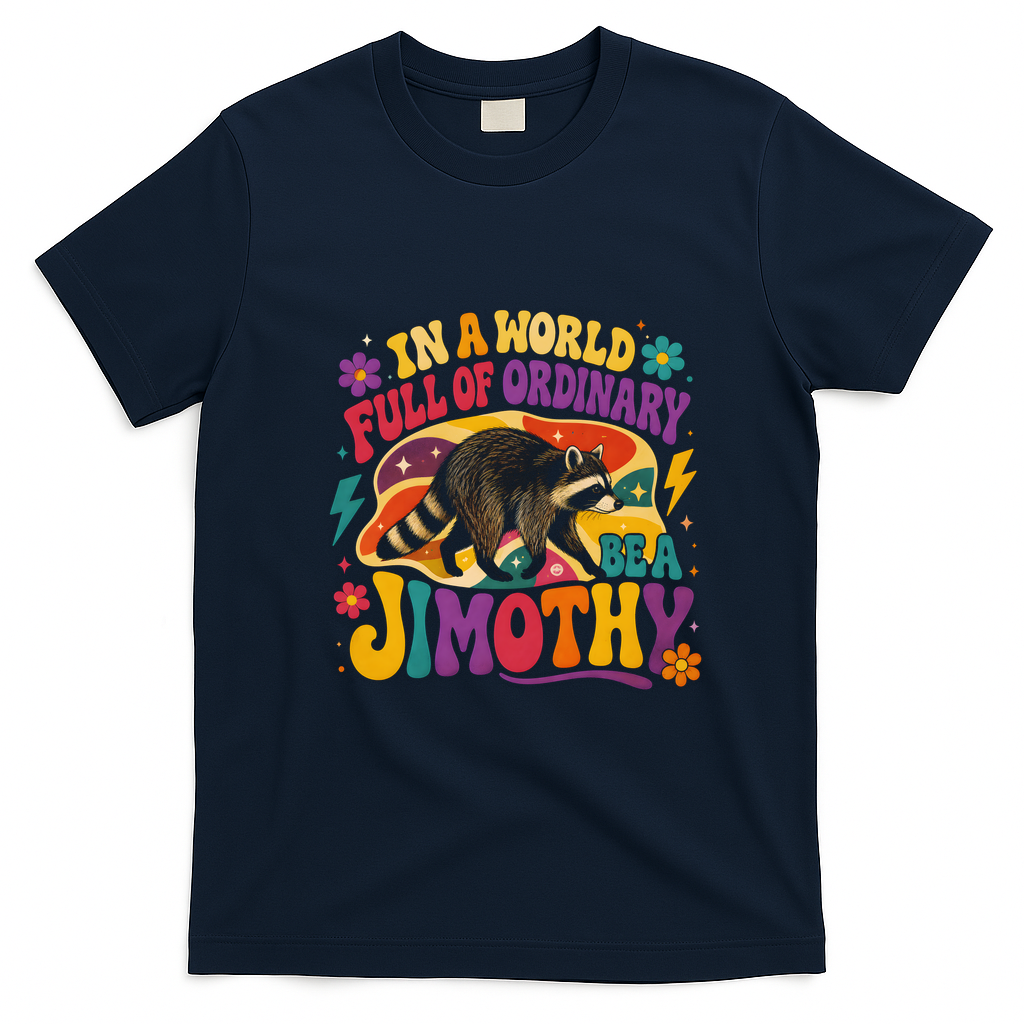 In A World Full Of Ordinary Bea Jimothy Raccoon T-Shirt - Navy Blue