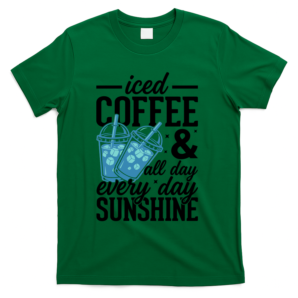 Iced Coffee And Sunshine Summer Vibes T-Shirt - Green