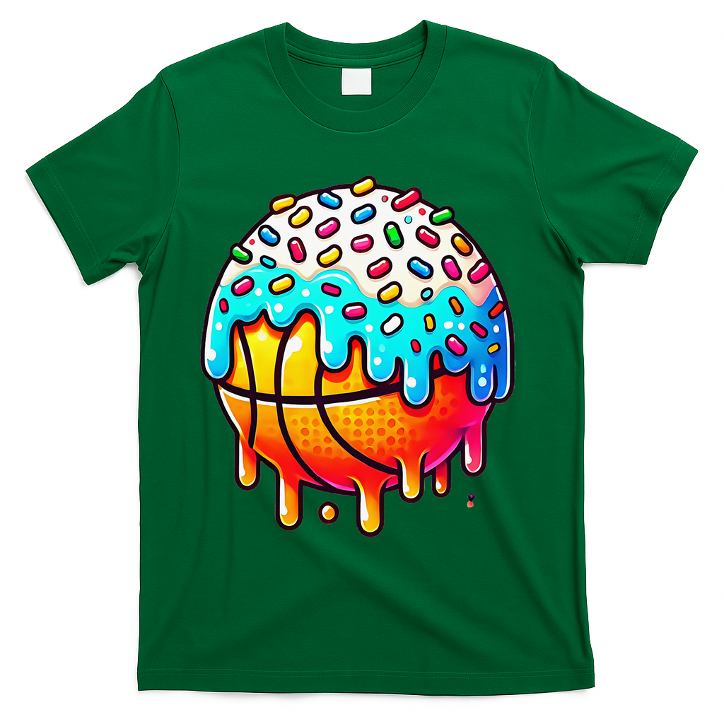 Ice Cream Basketball Drip Basketball Stuff T-Shirt - Green