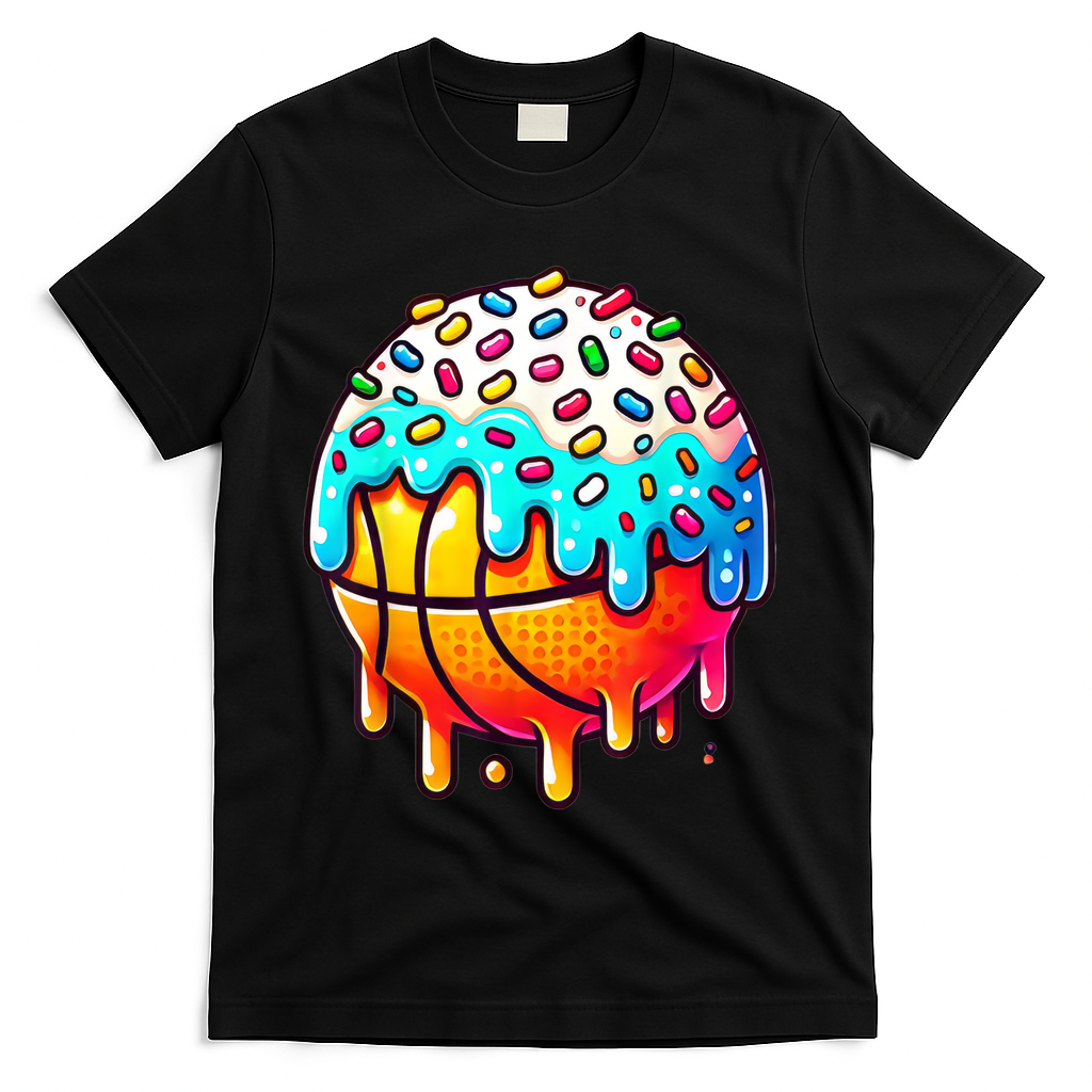 Ice Cream Basketball Drip Boy Girl Basketball Stuff  T-Shirt - Black