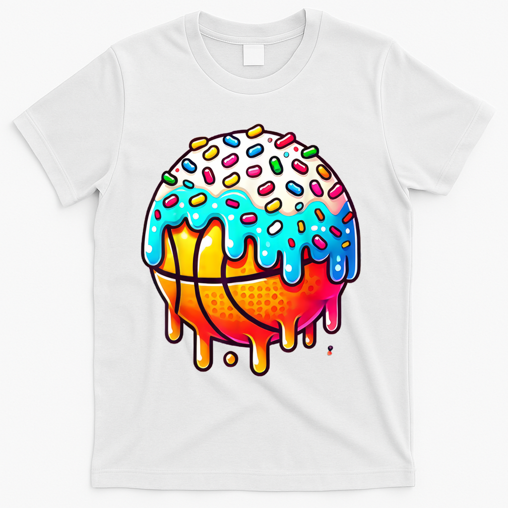 Ice Cream Basketball Drip Boy Girl Basketball Stuff  T-Shirt - White