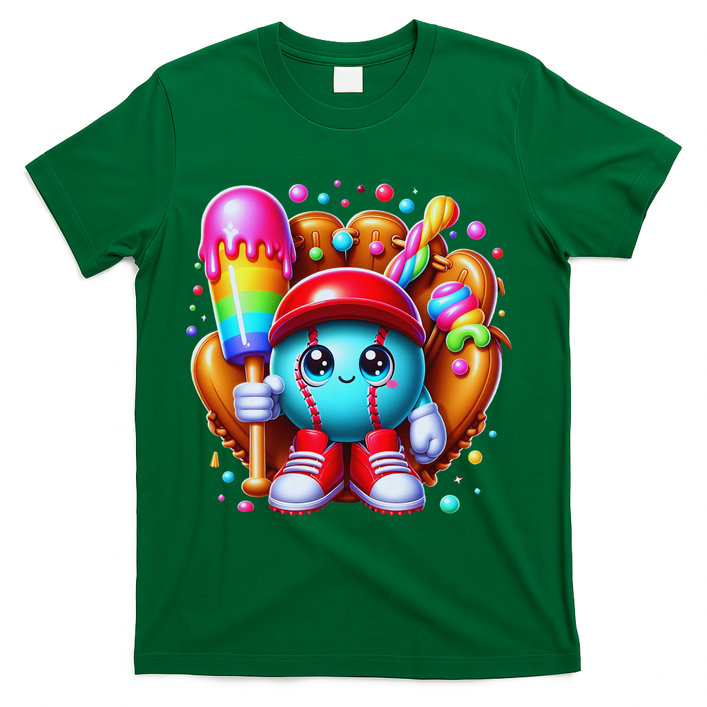 Ice Cream Drip Baseball Stuff Baseball Drip For T-Shirt - Green