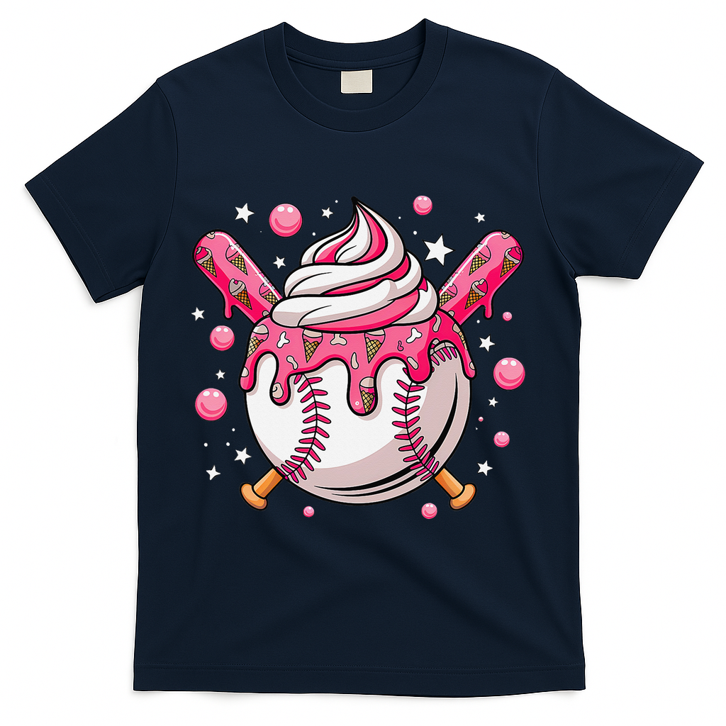 Ice Cream Drip Baseball Stuff Stuff Baseball T-Shirt - Navy