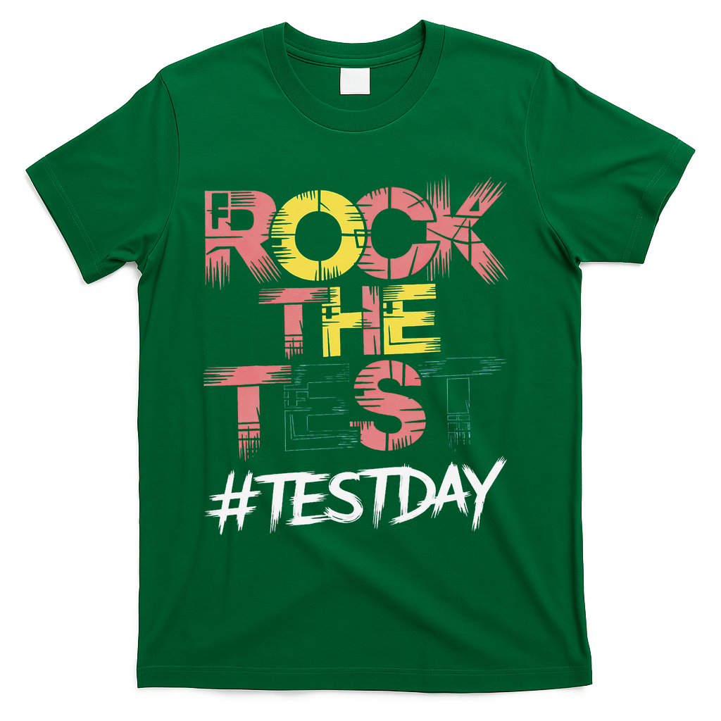 Inspire Confidence With Rock The Test Design For School T-Shirt - Green