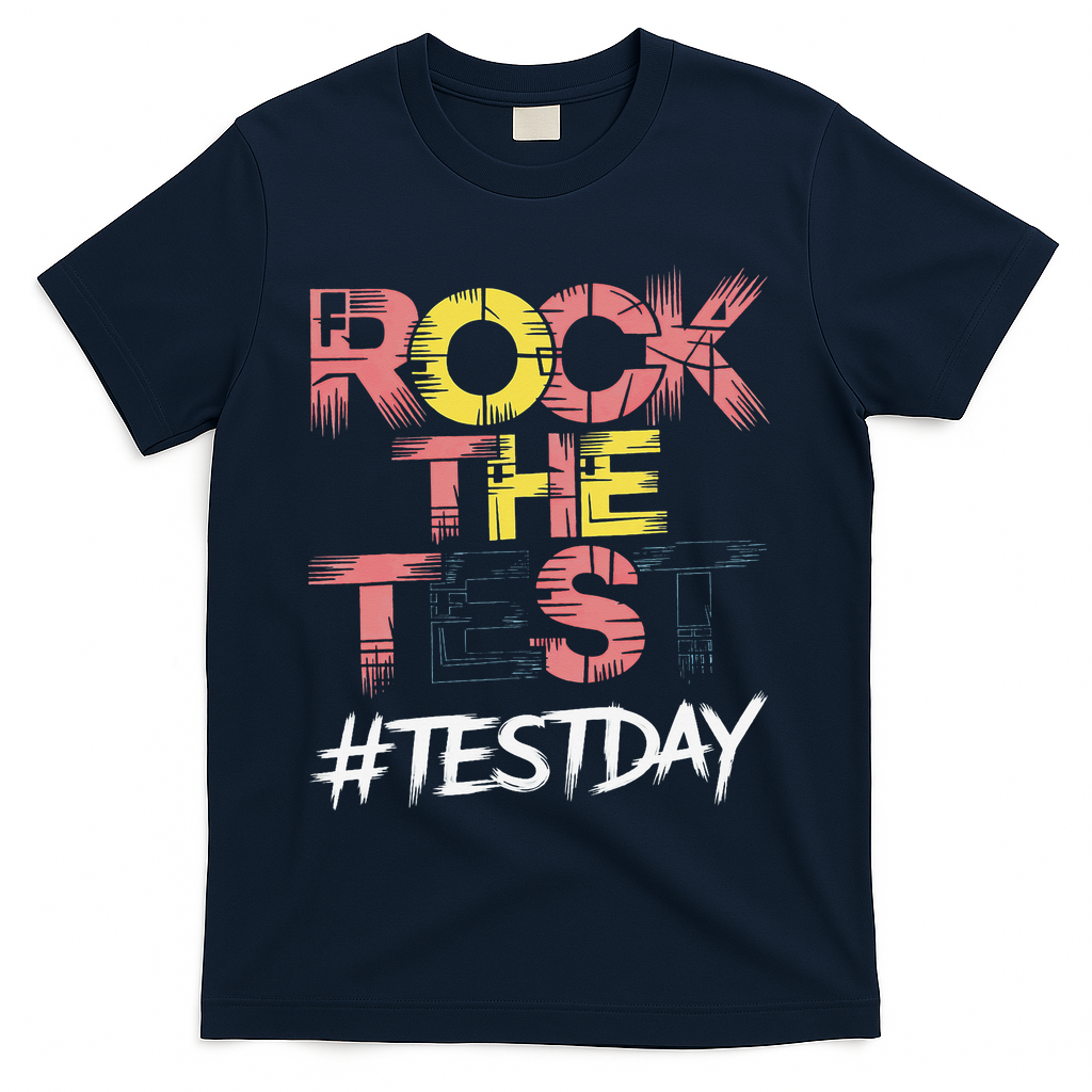 Inspire Confidence With Rock The Test Design For School T-Shirt - Navy