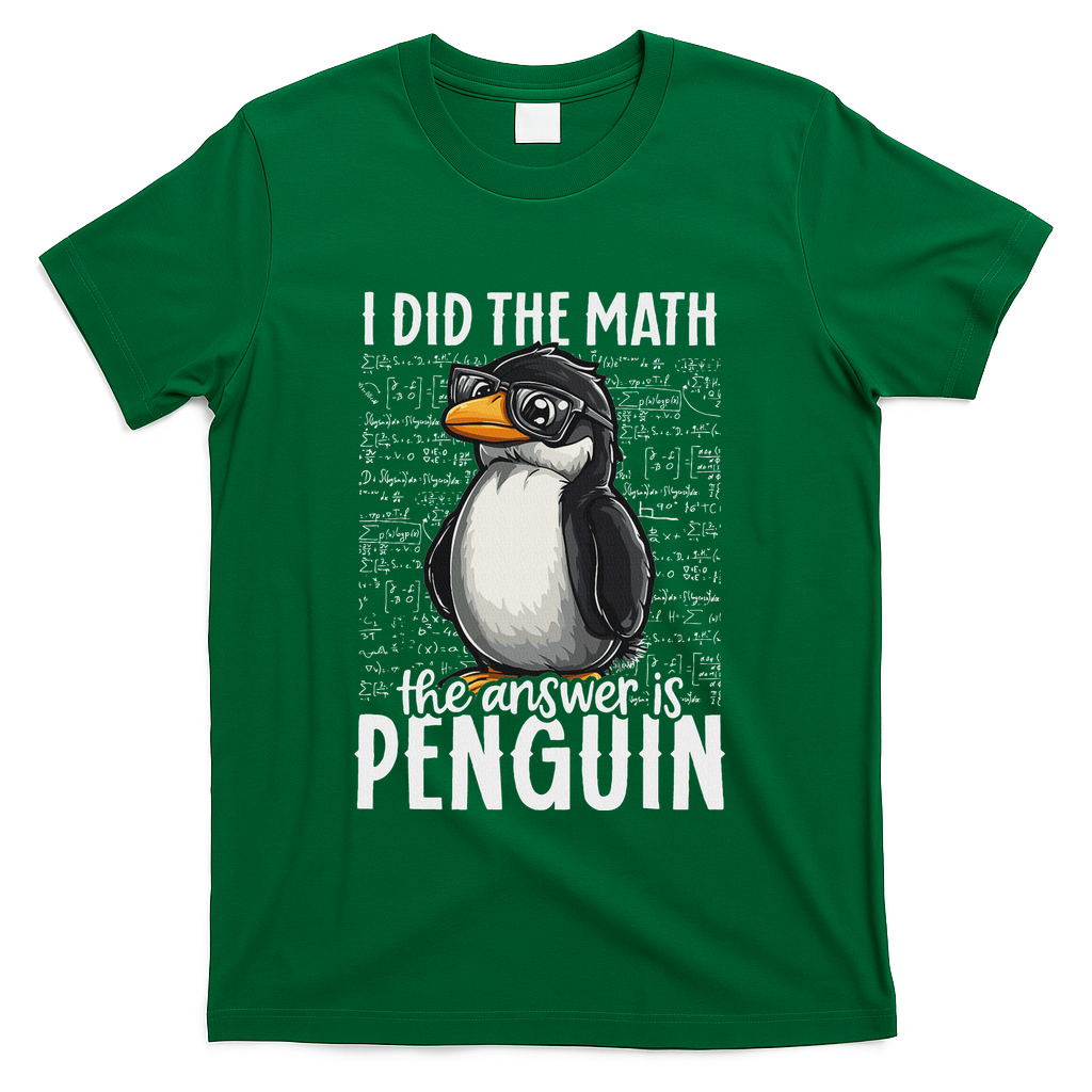 I Did The Math The Answer Is Penguin Funny Math Teacher T-Shirt - Green