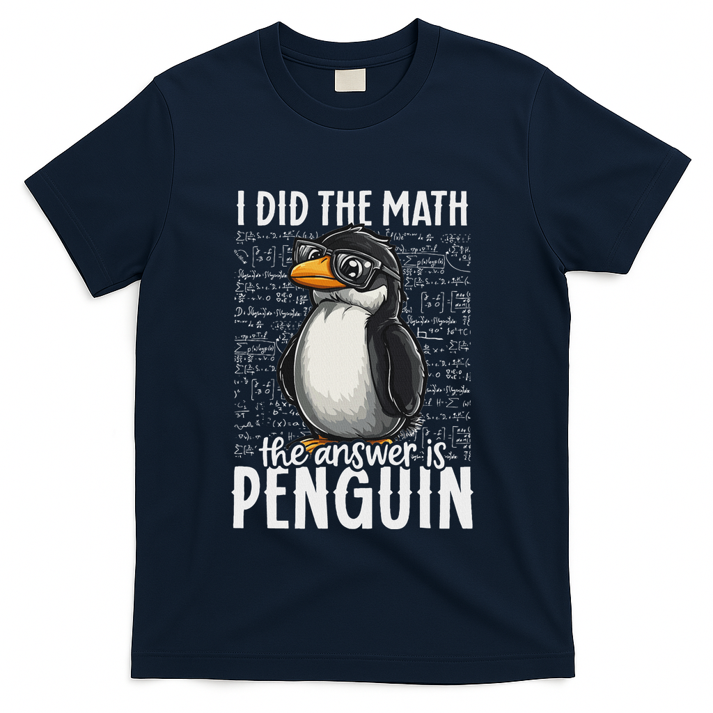 I Did The Math The Answer Is Penguin Funny Math Teacher T-Shirt - Navy