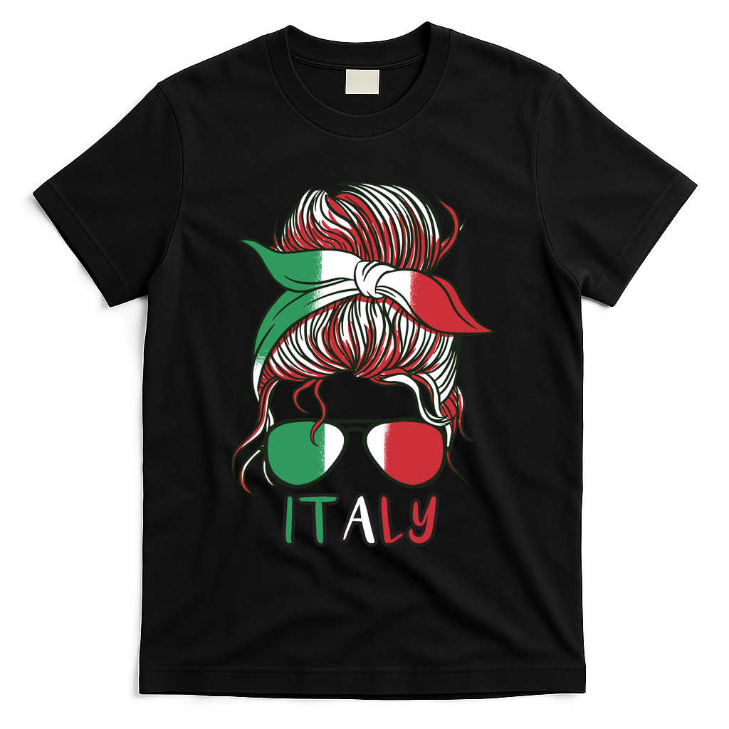 Italy Flag Messy Bun Italian T-Shirt