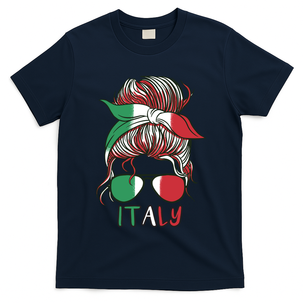 Italy Flag Messy Bun Italian T-Shirt