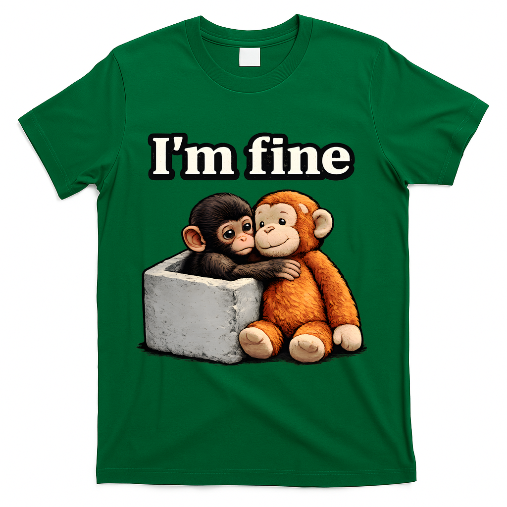 I'm Fine Monkey Punch Funny T-Shirt - Green
