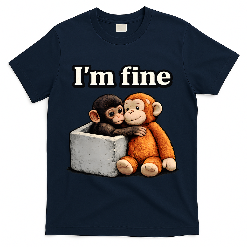 I'm Fine Monkey Punch Funny T-Shirt - Navy