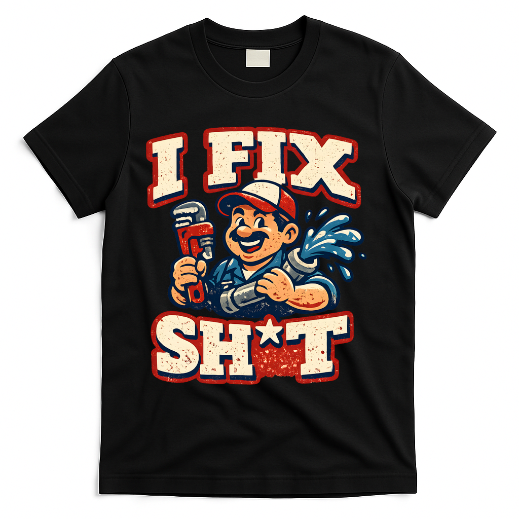 I Fix Sh*t Funny Plumber Trade Design T-Shirt - Black