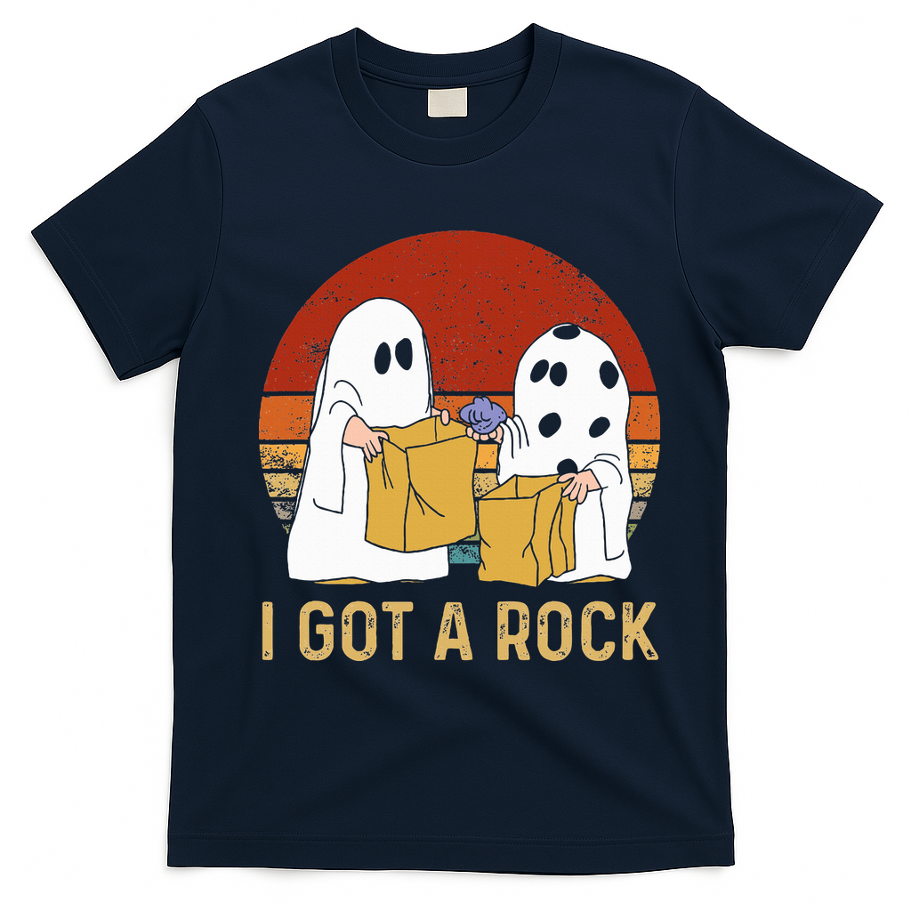 I Got A Rock Halloween Trick Or Treat Ghost T-Shirt - Navy Blue