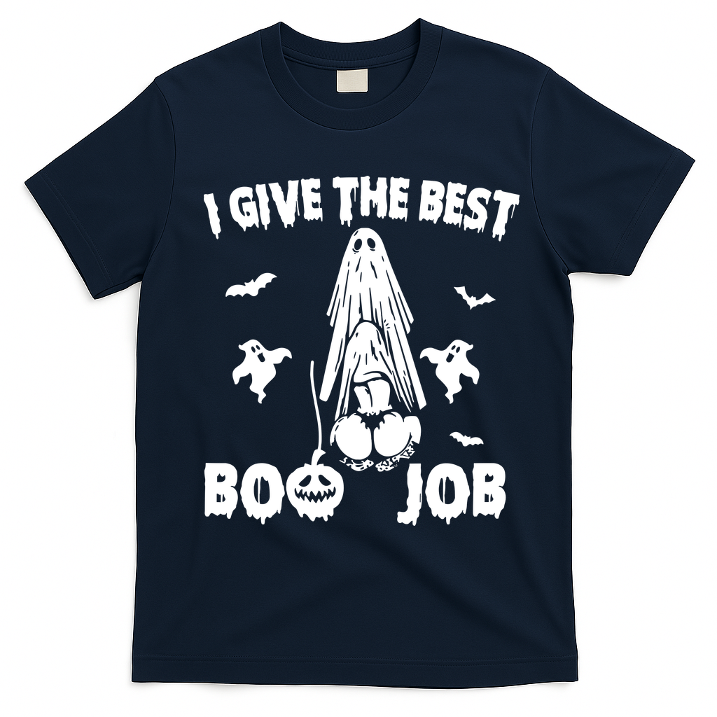 I Give The Best Boo Job Funny Joke Halloween Inappropriate T-Shirt - Navy Blue