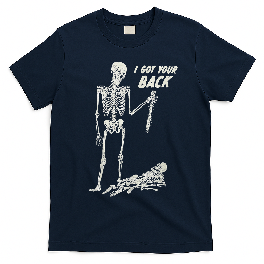 I Got Your Back Halloween Skeleton Skull Sarcastic T-Shirt - Navy Blue
