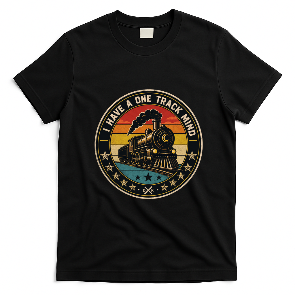 I Have A One Track Mind Train Engine Railroad Funny T-Shirt - Black