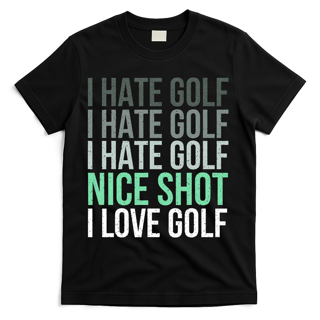 I Hate Golf Nice Shot I Love Golf Golfer Golfing Lover T-Shirt - Black