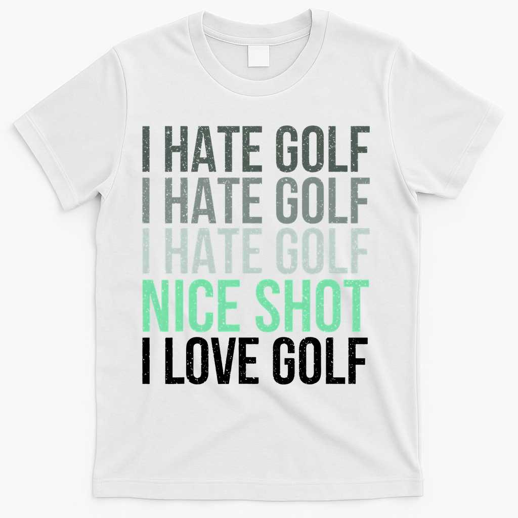 I Hate Golf Nice Shot I Love Golf Golfer Golfing Lover T-Shirt - White