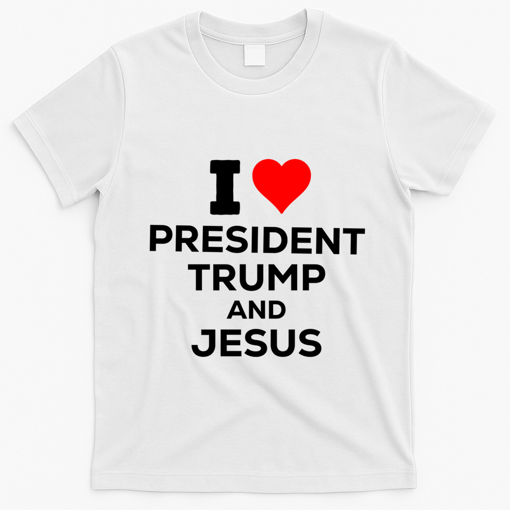 I Heart President Trump And Love Jesus T-Shirt - White